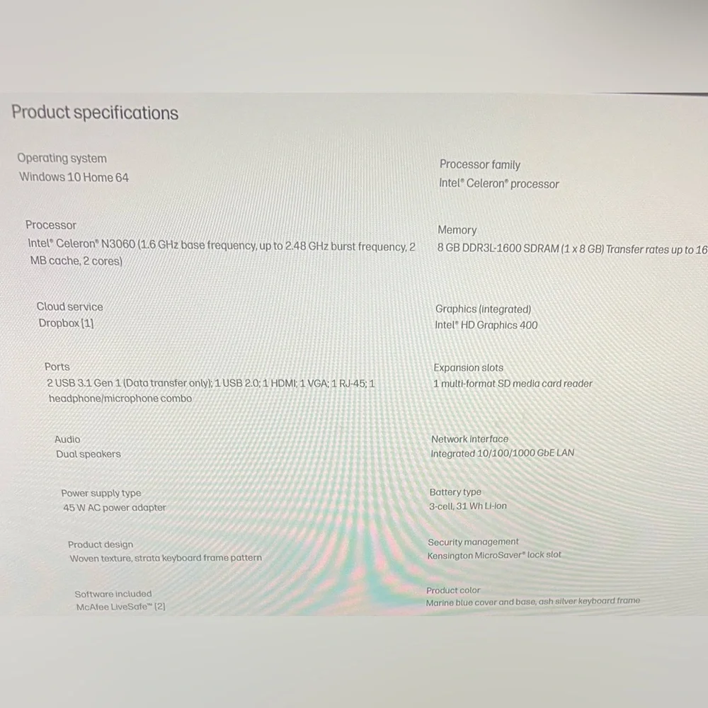 HP 14” HD Notebook Laptop – Intel Celeron, 8GB RAM, 1TB HDD